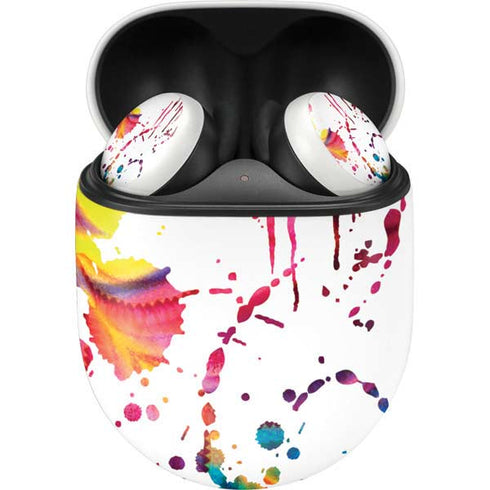 Chromatic Splatter White Google Pixel Buds Skin